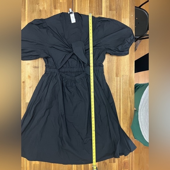 The Drop Prisha Cut Out Tie Front Poplin Midi Dress in Black 100% Cotton Size 3X - Picture 8 of 9